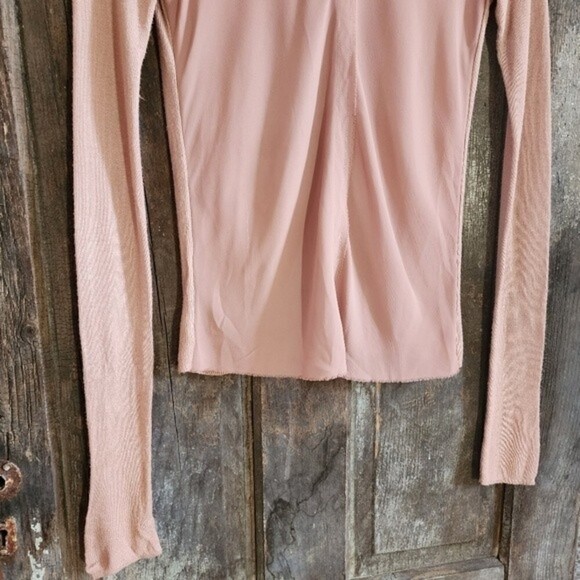 Zara Knit Blush Pink Chiffon Ribbed Knit Longsleeve Size S - Picture 5 of 6